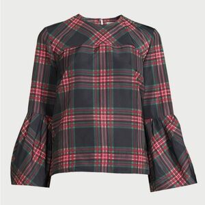 Plaid Bell Sleeve Top